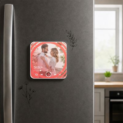 Customized Musical Fridge Magnet with Photo and Song  Romantic Couple Gift for Husband Wife Audio Message Gift Rechargeable Sound Magnet